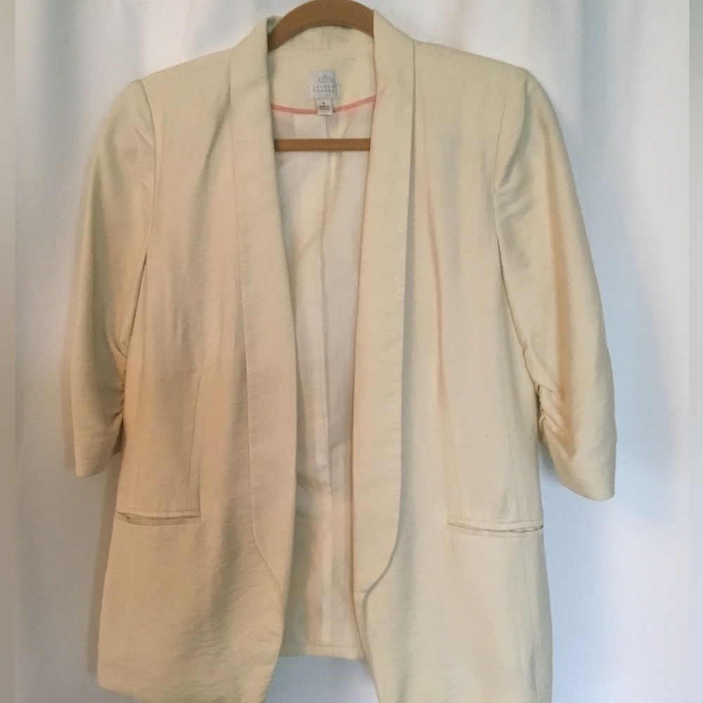 LC Lauren Conrad Ivory Open-Front Blazer